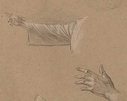 对右臂和左手的研究`Study of a Right Arm and a Left Hand by Benjamin West