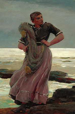 渔夫`Fisherwoman by Winslow Homer