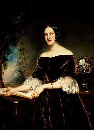 萨克特夫人的肖像`Portrait of Mrs. Sackett (1839) by Samuel Lovett Waldo