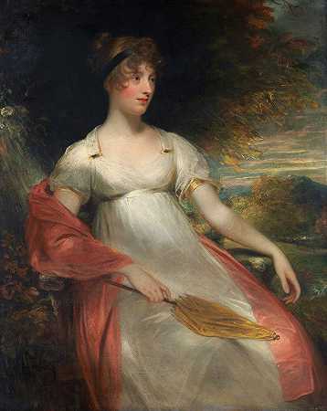 女人的肖像`Portrait of a Woman (ca. 1805) by Sir William Beechey
