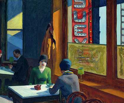 杂烩杂烩，中餐厅`Chop Suey, Chinese Restaurant by Edward Hopper