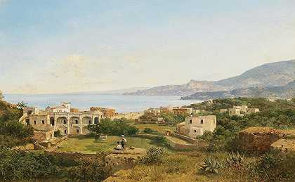 坐骨上的场景`Scene On Ischia by Albert Zimmermann