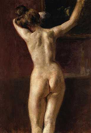 女性裸体从后面`Female Nude from Back by Mariano Fortuny y Madrazo