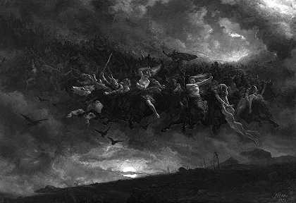 仲冬之夜奥丁的疯狂狩猎`The Wild Hunt of Odin, Midwinter Night by Peter Nicolai Arbo