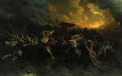 挪威神话中奥丁的疯狂狩猎`The Wild Hunt of Odin, Norse Mythology by Peter Nicolai Arbo
