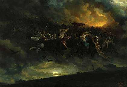 挪威神话中奥丁的疯狂狩猎`Wild Hunt of Odin, Norse Mythology by Peter Nicolai Arbo