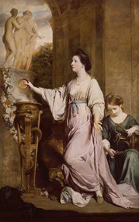 莎拉·班伯里夫人献祭`Lady Sarah Bunbury Sacrificing to the Graces (1763) by Sir Joshua Reynolds