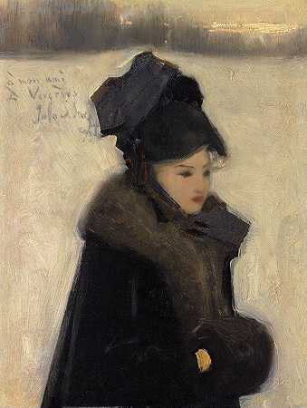 穿着皮草的女人`WOMAN WITH FURS (C. 1880–85) by John Singer Sargent