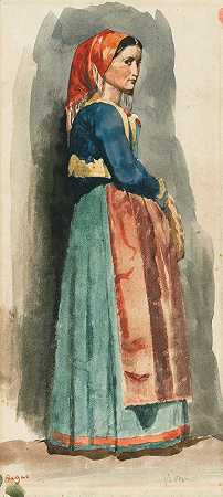 意大利语`Italienne (circa 1856) by Edgar Degas