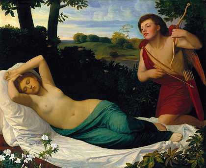丘比特与普赛克`Cupid and Psyche (before 1867) by Alphonse Legros