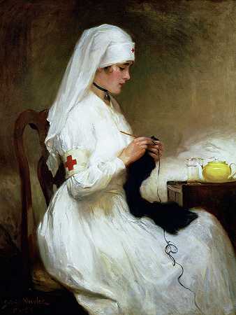 好撒玛利亚人，红十字会护士的肖像`Good Samaritan, Portrait of a Nurse from the Red Cross by Gabriel Emile Niscolet