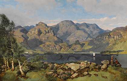 德文特沃特朝着戴尔望去`Derwentwater Looking Towards Borrowdale (1855) by William James Blacklock