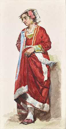 意大利中部女性服装研究`Weibliche Kostümstudie – Mittelitalien (1860) by Albin Stein