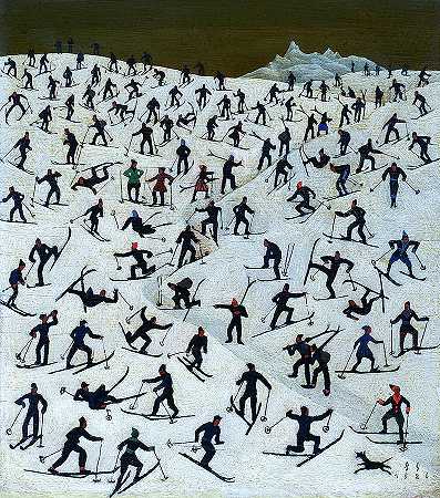 滑雪场`Skiers, Ski Resort by Franz Sedlacek