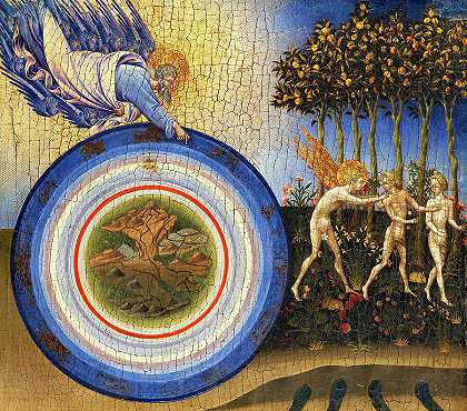 《世界的创造与天堂的驱逐》，1445年`The Creation of the World and the Expulsion from Paradise, 1445 by Giovanni di Paolo