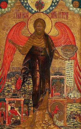 沙漠中的天使，施洗约翰`Angel in the Desert, John the Baptist by Russian Icon