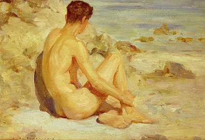 海滩上的男孩`The Boy on a Beach by Henry Scott Tuke