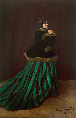卡米尔（穿绿色连衣裙的女人）`Camille (The Woman in the Green Dress) (1866) by Claude Monet