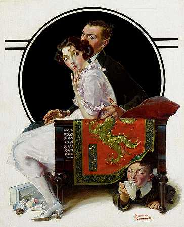 打喷嚏的间谍，1921年`The Sneezing Spy, 1921 by Norman Rockwell