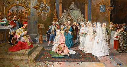 婚礼`The wedding (1885) by Giulio Rosati