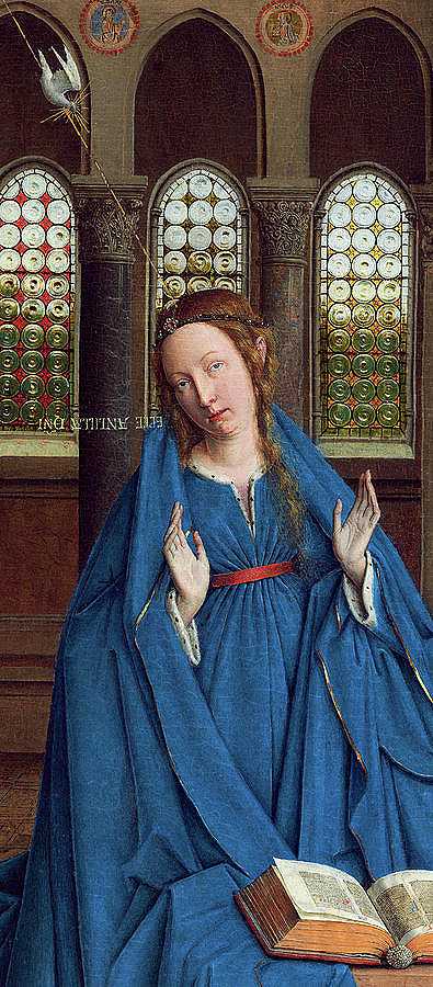 通知，圣母玛利亚`The Annunciation, Virgin Mary by Jan van Eyck