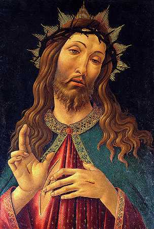 带荆棘的基督，1500年`Christ Crowned with Thorns, 1500 by Sandro Botticelli