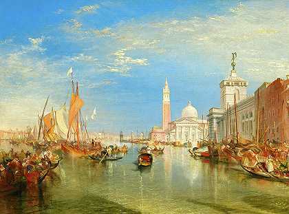 威尼斯，多加纳和圣乔治马焦雷，1834年`Venice, The Dogana and San Giorgio Maggiore, 1834 by Joseph Mallord William Turner
