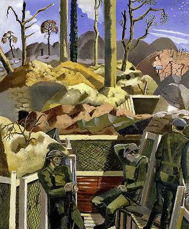 战壕中的春天，里奇伍德，1918年`Spring in the Trenches, Ridge Wood, 1918 by Paul Nash