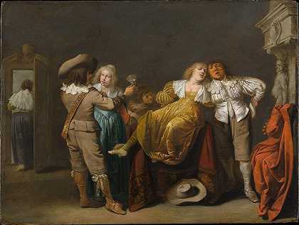 一群欢乐的人`A Party of Merrymakers (ca. 1635–38) by Pieter Jansz. Quast