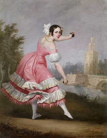 波列罗舞者`A Bolero Dancer (1842) by Antonio Cabral Bejarano