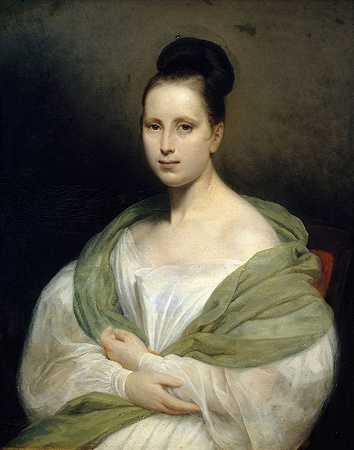 肖像阿德莱德·卢梭·谢弗`Portrait dAdélaïde Rousseau~Scheffer (1830) by Hendrik Scheffer