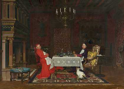 红衣主教晚餐`The Cardinals Dinner (1882) by Leo Herrmann