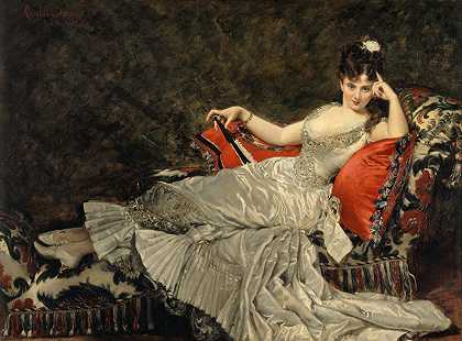 兰西小姐画像`Portrait de Mademoiselle de Lancey (1876) by Carolus-Duran