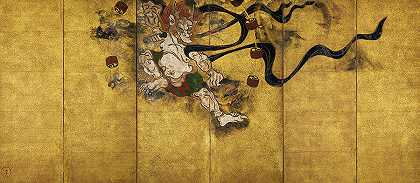 雷神，雷津`God of Thunder, Raijin by Tawaraya Sotatsu