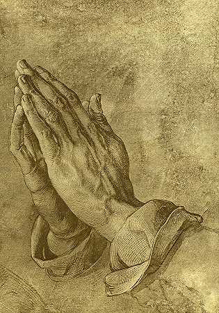 使徒双手合十，1508年`Folded hands of an Apostle, 1508 by Albrecht Durer