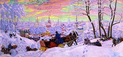狂欢节`Shrovetide, Carnival by Boris Kustodiev