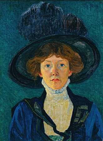 戴帽子的女士`Lady With Hat (1909) by Sigismund Righini