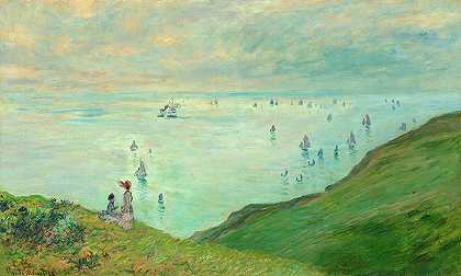 波尔维尔悬崖，1882年`The Cliffs at Pourville, 1882 by Claude Monet