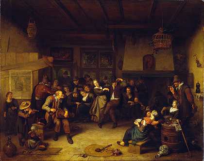 在小屋里跳舞`Dance in a Cottage (1699) by Richard Brakenburgh