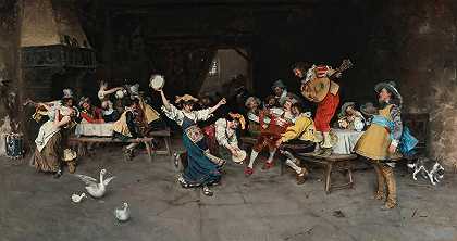 意大利舞会`Italian Dance Party (1880) by Francesco Vinea