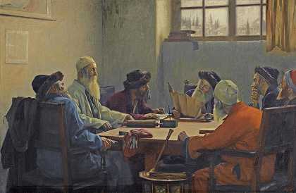 耶路撒冷的七位拉比`The Seven Rabbis in Jerusalem by Theodoros Ralli