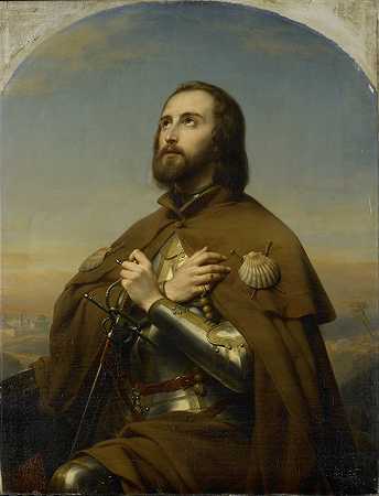 沃滕伯格公爵埃伯哈德（1445-1446），作为圣地的朝圣者`Eberhard (1445~96), Duke of Würtemberg, as a Pilgrim in the Holy Land (1846) by Nicaise De Keyser