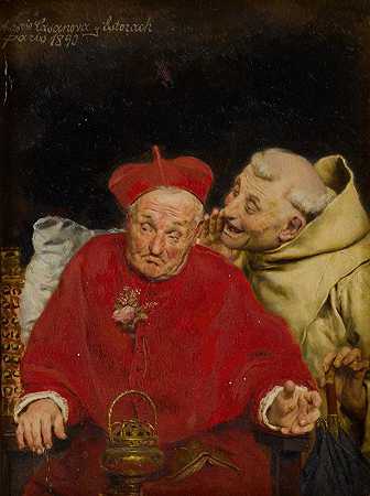 有趣的八卦`Amusing Gossip (1890) by Antonio Casanova y Estorach