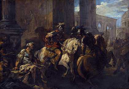 贝里萨留斯在罗马城门前乞讨`Belisarius Begging At The Gates Of Rome by Charles-André van Loo