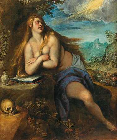 忏悔的抹大拉`The penitent Magdalene by Jacopo Palma il Giovane