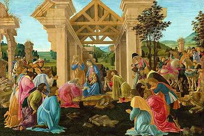 《三博士崇拜》，1446-1510年`The Adoration of the Magi, 1446-1510 by Sandro Botticelli