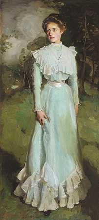 伊莎贝拉·奈恩小姐画像`Portrait Of Miss Isabella Nairn (1901) by Harrington Mann