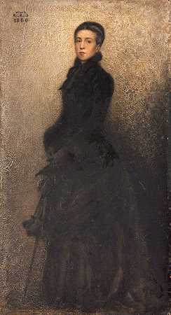 母亲肖像艺术家（狄龙夫人）`Portrait de la mère de lartiste (Mme Dillon) (1880) by Théobald Chartran