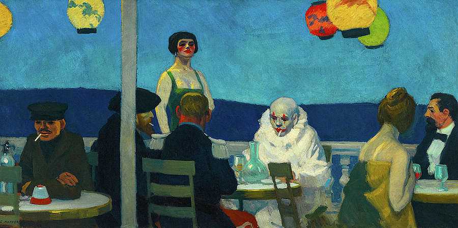 蓝色之夜，蓝色之夜，1914年`Soir Bleu, Blue Night, 1914 by Edward Hopper