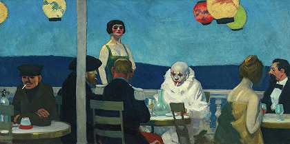 蓝色之夜，蓝色之夜，1914年`Blue Night, Soir Bleu, 1914 by Edward Hopper